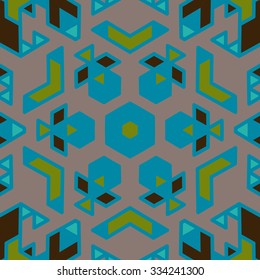 Flat ethnic seamless pattern. Colorful geometrical ornament tiles. For different design uses, as wallpaper, pattern fills, web page background, surface textures for print and dalle production.