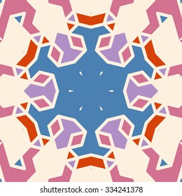 Flat ethnic seamless pattern. Colorful geometrical ornament tiles. For different design uses, as wallpaper, pattern fills, web page background, surface textures for print and dalle production.
