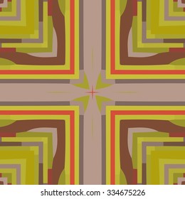 Flat ethnic seamless pattern. Colorful geometrical ornament tiles. For different design uses, as wallpaper, pattern fills, web page background, surface textures for print and production.