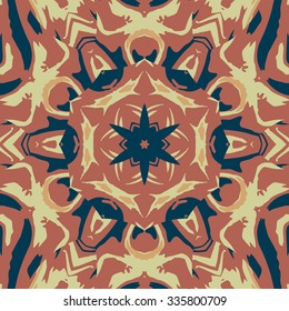 Flat ethnic seamless pattern. Colorful geometrical ornament tiles. For different design uses, as wallpaper, pattern fills, web page background, surface textures for print and dalle production.
