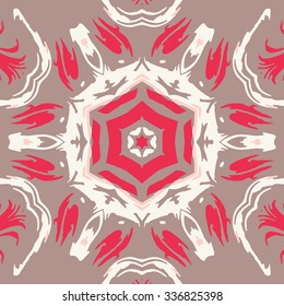 Flat ethnic seamless pattern. Colorful geometrical ornament tiles. For different design uses, as wallpaper, pattern fills, web page background, surface textures for print and dalle production.