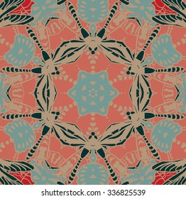 Flat ethnic seamless pattern. Colorful geometrical ornament tiles. For different design uses, as wallpaper, pattern fills, web page background, surface textures for print and dalle production.