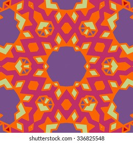 Flat ethnic seamless pattern. Colorful geometrical ornament tiles. For different design uses, as wallpaper, pattern fills, web page background, surface textures for print and dalle production.