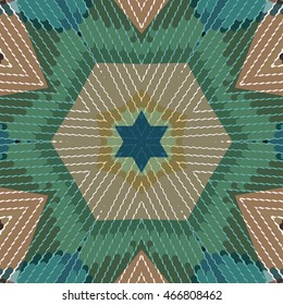 Flat ethnic seamless pattern. Colorful geometrical ornament tiles. For different design uses, as wallpaper, pattern fills, web page background, surface texturesm for print and dalle production.