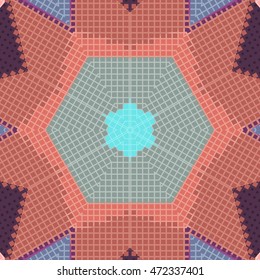 Flat ethnic seamless pattern. Colorful geometrical ornament tiles. For different design uses, as wallpaper, web page background, surface textures for print and dalle production.