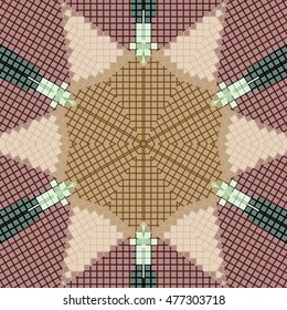 Flat ethnic seamless pattern. Colorful geometrical ornament tiles. For different design uses, as wallpaper, pattern fills, web page background, surface texturesm for print and dalle production.