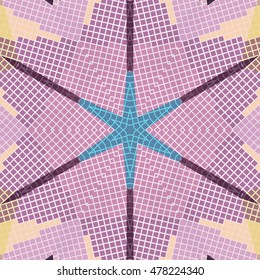 Flat ethnic seamless pattern. Colorful geometrical ornament tiles. For different design uses, as wallpaper, pattern fills, web page background, surface textures for print and dalle production.