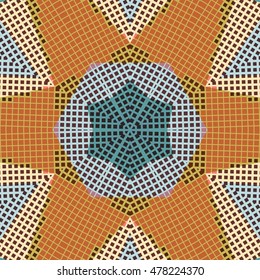 Flat ethnic seamless pattern. Colorful geometrical ornament tiles. For different design uses, as wallpaper, pattern fills, web page background, surface textures for print and dalle production.