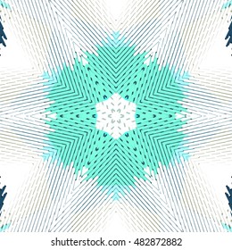 Flat ethnic seamless pattern. Colorful geometrical ornament tiles. For different design uses, as wallpaper, pattern fills, web page background, surface texturesm for print and dalle production.