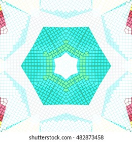 Flat ethnic seamless pattern. Colorful geometrical ornament tiles. For different design uses, as wallpaper, pattern fills, web page background, surface texturesm for print and dalle production.