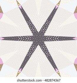 Flat ethnic seamless pattern. Colorful geometrical ornament tiles. For different design uses, as wallpaper, pattern fills, web page background, surface texturesm for print and dalle production.
