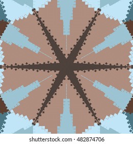 Flat ethnic seamless pattern. Colorful geometrical ornament tiles. For different design uses, as wallpaper, pattern fills, web page background, surface texturesm for print and dalle production.