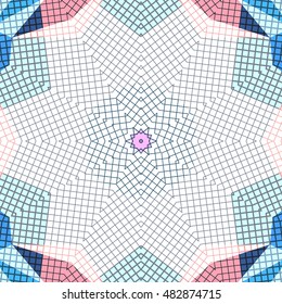 Flat ethnic seamless pattern. Colorful geometrical ornament tiles. For different design uses, as wallpaper, pattern fills, web page background, surface texturesm for print and dalle production.