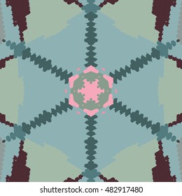 Flat ethnic seamless pattern. Colorful geometrical ornament tiles. For different design uses, as wallpaper, pattern fills, web page background, surface texturesm for print and dalle production.