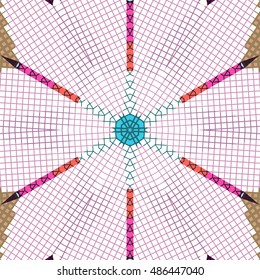 Flat ethnic seamless pattern. Colorful geometrical ornament tiles. For different design uses, as wallpaper, pattern fills, web page background, surface texturesm for print and dalle production.