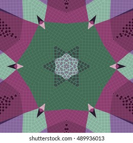 Flat ethnic seamless pattern. Colorful geometrical ornament tiles. For different design uses, as wallpaper, pattern fills, web page background, surface texturesm for print and dalle production.