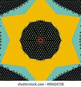 Flat ethnic seamless pattern. Colorful geometrical ornament tiles. For different design uses, as wallpaper, pattern fills, web page background, surface texturesm for print and dalle production.