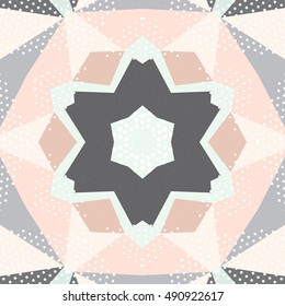 Flat ethnic seamless pattern. Colorful geometrical ornament tiles. For different design uses, as wallpaper, pattern fills, web page background, surface texturesm for print and dalle production.