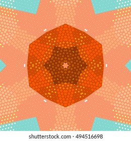 Flat ethnic seamless pattern. Colorful geometrical ornament tiles. For different design uses, as wallpaper, pattern fills, web page background, surface texturesm for print and dalle production.