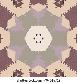 Flat ethnic seamless pattern. Colorful geometrical ornament tiles. For different design uses, as wallpaper, pattern fills, web page background, surface texturesm for print and dalle production.