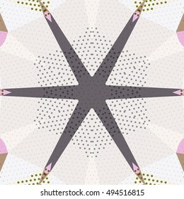Flat ethnic seamless pattern. Colorful geometrical ornament tiles. For different design uses, as wallpaper, pattern fills, web page background, surface texturesm for print and dalle production.