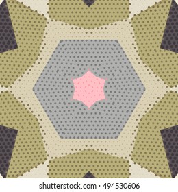 Flat ethnic seamless pattern. Colorful geometrical ornament tiles. For different design uses, as wallpaper, pattern fills, web page background, surface texturesm for print and dalle production.