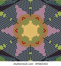 Flat ethnic seamless pattern. Colorful geometrical ornament tiles. For different design uses, as wallpaper, pattern fills, web page background, surface texturesm for print and dalle production.