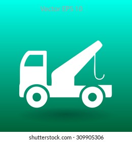 Flat evacuator car  icon. Vector