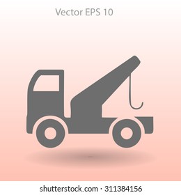 Flat evacuator car  icon. Vector