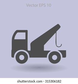 Flat evacuator car  icon. Vector