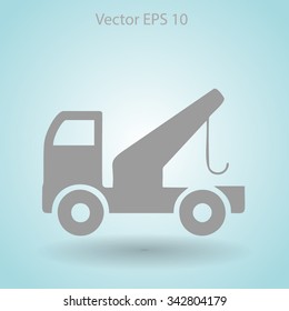 Flat evacuator car  icon. Vector