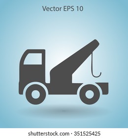 Flat evacuator car  icon. Vector