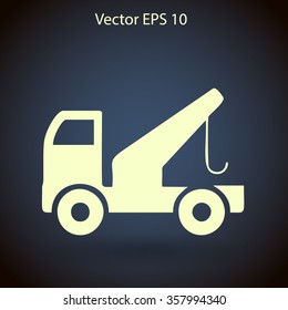 Flat evacuator car  icon. Vector