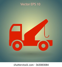 Flat evacuator car  icon. Vector