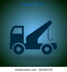 Flat evacuator car  icon. Vector