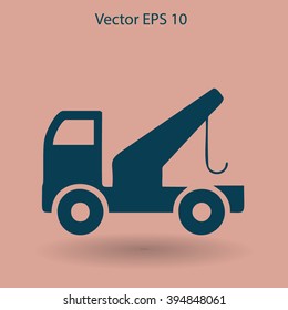 Flat evacuator car  icon. Vector