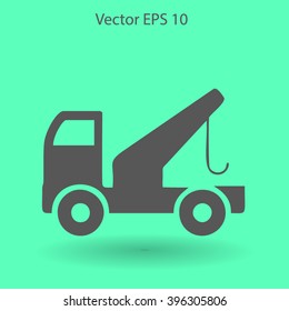 Flat evacuator car  icon. Vector