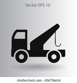 Flat evacuator car  icon. Vector