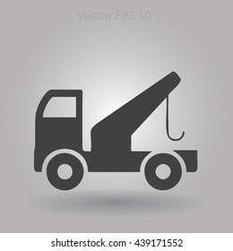 Flat evacuator car  icon. Vector