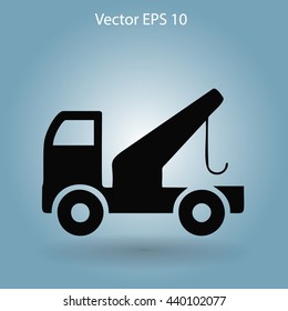 Flat evacuator car  icon. Vector