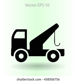 Flat evacuator car  icon. Vector