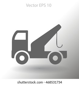 Flat evacuator car  icon. Vector