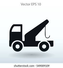 Flat evacuator car  icon. Vector