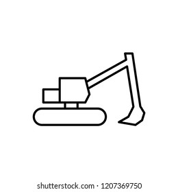 Flat excavator icon. Vector