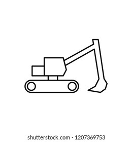 Flat excavator icon. Vector