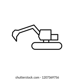 Flat excavator icon. Vector