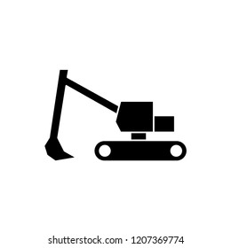 Flat excavator icon. Vector