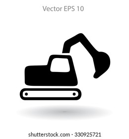 Ícone de escavadeira plana. Vetor