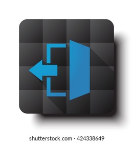 Flat Exit icon on black app button with drop shadow