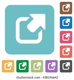Flat export icons on rounded square color backgrounds.